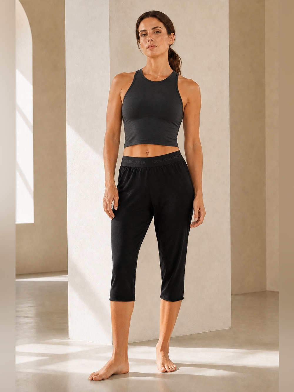 Icebreaker Bodyfit 260 Merino Thermal Capri Base Layer Pants Sz L